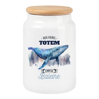 Mon animal totem c'est la baleine - Boîte à biscuits avec couvercle en bois - blanc - Devant