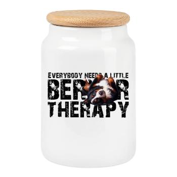 Bernese mountain dog - Cookie Jar with Wooden Lid - white - Front