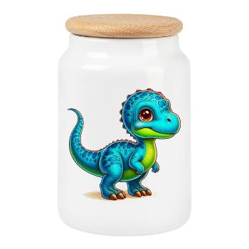 Dinosaurier - Keksdose mit Holzdeckel - Weiß - Vorne