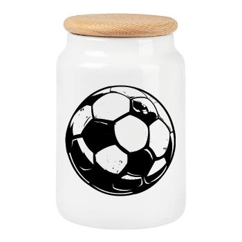 Croquis de football - Boîte à biscuits avec couvercle en bois - blanc - Devant
