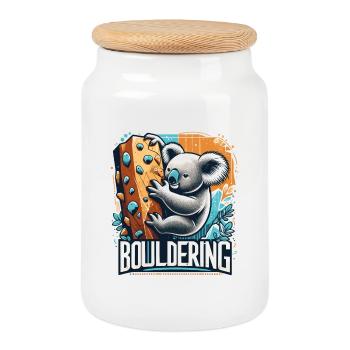 Bouldern Koala Geschenk - Keksdose mit Holzdeckel - Weiß - Vorne