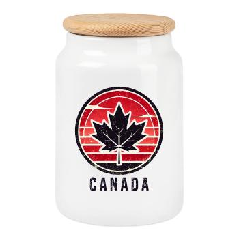 Canada maple leaf Toronto - Cookie Jar with Wooden Lid - white - Front