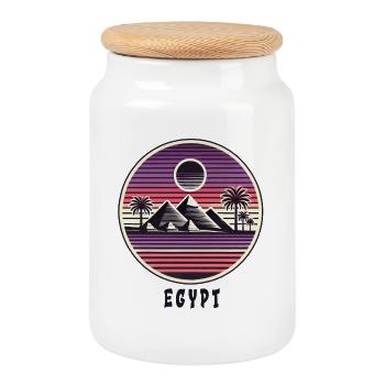 Ägypten Pyramiden Design - Keksdose mit Holzdeckel - Weiß - Vorne