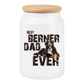 Bernese mountain dog - Cookie Jar with Wooden Lid - white - Front