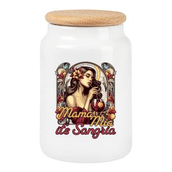 Mama Mia Sangria Spanien Portugal Geschenk - Keksdose mit Holzdeckel - Weiß - Vorne