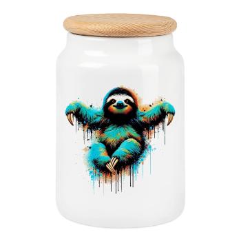 Sloth - Cookie Jar with Wooden Lid - white - Front