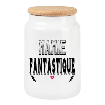 Mamie Fantastique - Boîte à biscuits avec couvercle en bois - blanc - Devant
