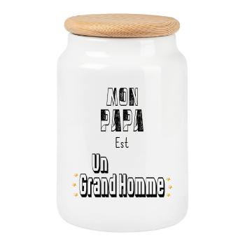 Mon Papa Est Un Grand Homme - Boîte à biscuits avec couvercle en bois - blanc - Devant
