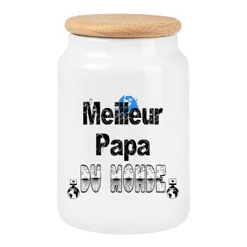 Meilleur Papa du Monde - Boîte à biscuits avec couvercle en bois - blanc - Devant