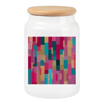 Boho Geometric Art - Cookie Jar with Wooden Lid - white - Front