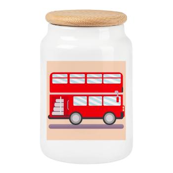 BUS BUS DRIVER - Cookie Jar with Wooden Lid - white - Front