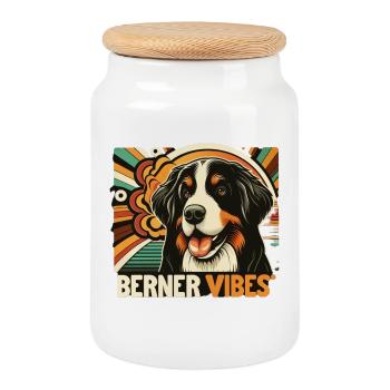 Berner Sennenhund - Keksdose mit Holzdeckel - Weiß - Vorne