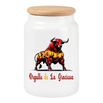 The Pride La Graciosa flag design - Cookie Jar with Wooden Lid - white - Front