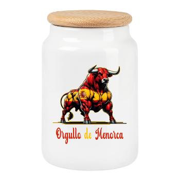 The pride of Minorca flag design - Cookie Jar with Wooden Lid - white - Front