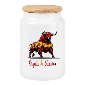 The pride of Minorca flag design - Cookie Jar with Wooden Lid - white - Front