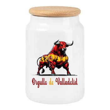 The pride of Valladolid flag design - Cookie Jar with Wooden Lid - white - Front