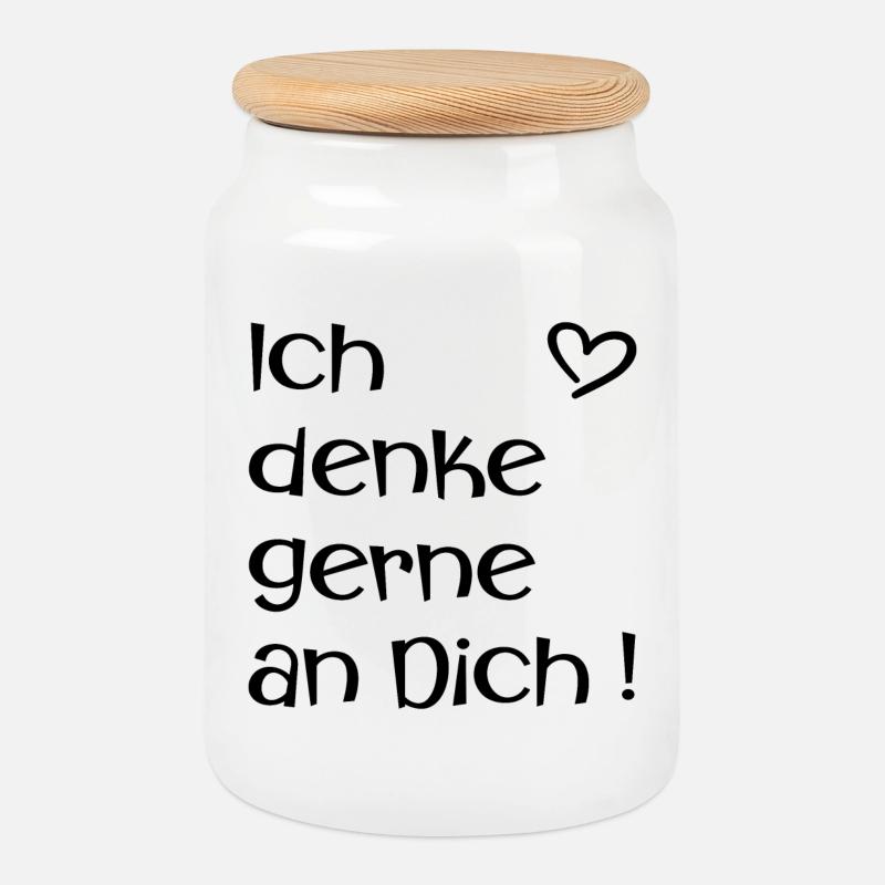 Ich denke gerne an Dich - Liebe - Keksdose mit Holzdeckel - Weiß