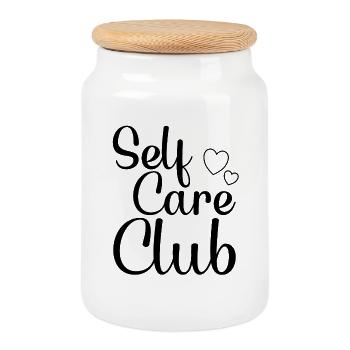 Club de soins personnels - Boîte à biscuits avec couvercle en bois - blanc - Devant