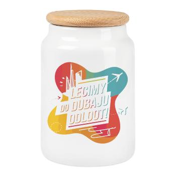 S’envoler pour Dubaï avec DJ Akun - Boîte à biscuits avec couvercle en bois - blanc - Devant