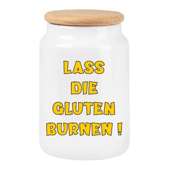 SPORT MOTIVATION GLUTEN - Keksdose mit Holzdeckel - Weiß - Vorne