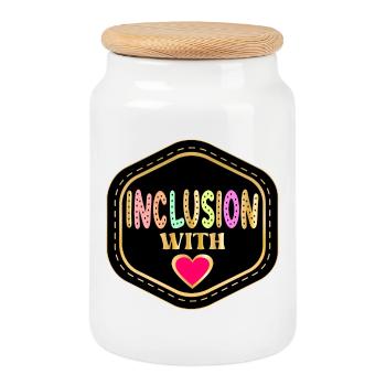 INCLUSION WITH LOVE - Cookie Jar with Wooden Lid - white - Front