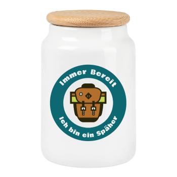 Toujours prêt – je suis un scout - Boîte à biscuits avec couvercle en bois - blanc - Devant