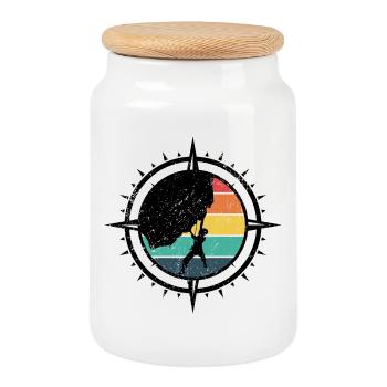 Disjoncteur de croissant arc-en-ciel - Boîte à biscuits avec couvercle en bois - blanc - Devant