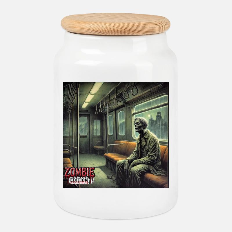 Zombie U Bahn - Keksdose mit Holzdeckel - Weiß