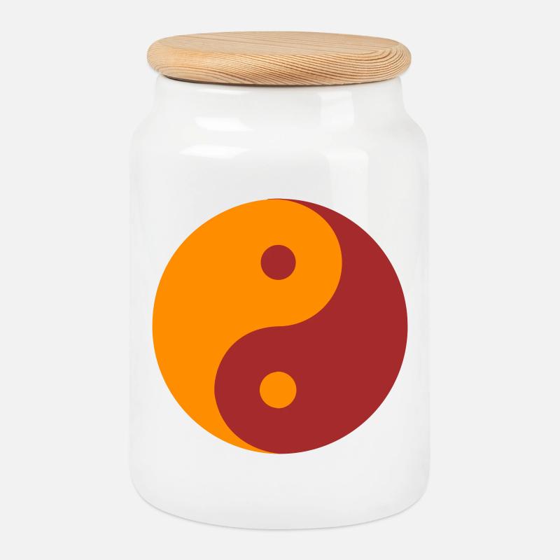 YIN YANG - Keksdose mit Holzdeckel - Weiß