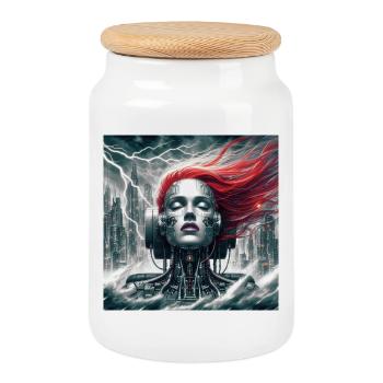 La Mégapole - Boîte à biscuits avec couvercle en bois - blanc - Devant