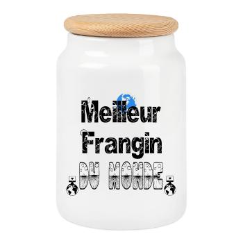 Meilleur Frangin du Monde - Boîte à biscuits avec couvercle en bois - blanc - Devant