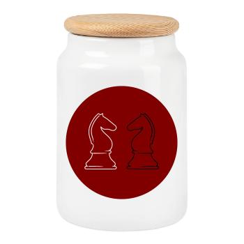 Échecs 2Springer - Boîte à biscuits avec couvercle en bois - blanc - Devant