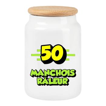 Manchois râleur - Boîte à biscuits avec couvercle en bois - blanc - Devant