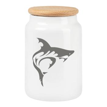 SHARK - Keksdose mit Holzdeckel - Weiß - Vorne