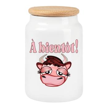 Au Revoir Collègues - À Bientôt Vaches - Boîte à biscuits avec couvercle en bois - blanc - Devant