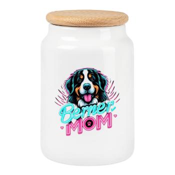 Bernese mountain dog - Cookie Jar with Wooden Lid - white - Front