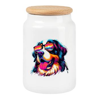 Bouvier bernois - Boîte à biscuits avec couvercle en bois - blanc - Devant