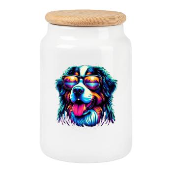 Berner Sennenhund - Keksdose mit Holzdeckel - Weiß - Vorne