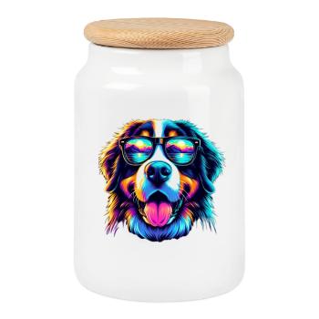 Berner Sennenhund - Keksdose mit Holzdeckel - Weiß - Vorne