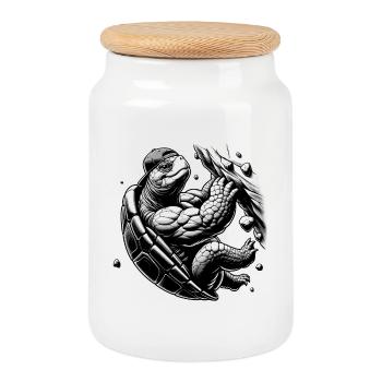 Bouldern Schildkröte Klettern Geschenk - Keksdose mit Holzdeckel - Weiß - Vorne