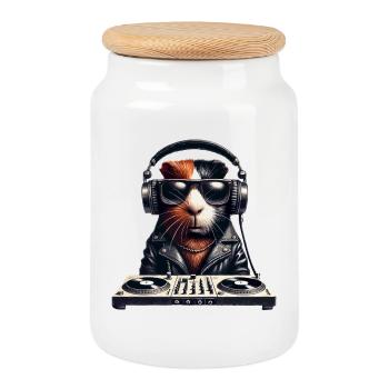 DJ - cobaye pour la musique, la fête et les DJ - Boîte à biscuits avec couvercle en bois - blanc - Devant