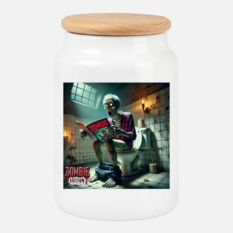 Zombie Klo - Keksdose mit Holzdeckel - Weiß