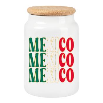 Mexico North America - Cookie Jar with Wooden Lid - white - Front