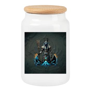 Anubis, le dieu des morts. - Boîte à biscuits avec couvercle en bois - blanc - Devant