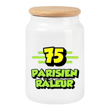 Parisien râleur - Boîte à biscuits avec couvercle en bois - blanc - Devant