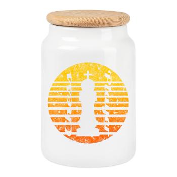 Motif d’échecs avec roi - Boîte à biscuits avec couvercle en bois - blanc - Devant