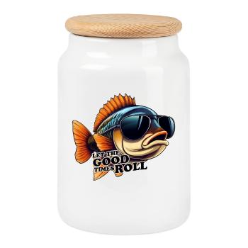 Poisson Lassen Sie die guten Zeiten rollen - Keksdose mit Holzdeckel - Weiß - Vorne
