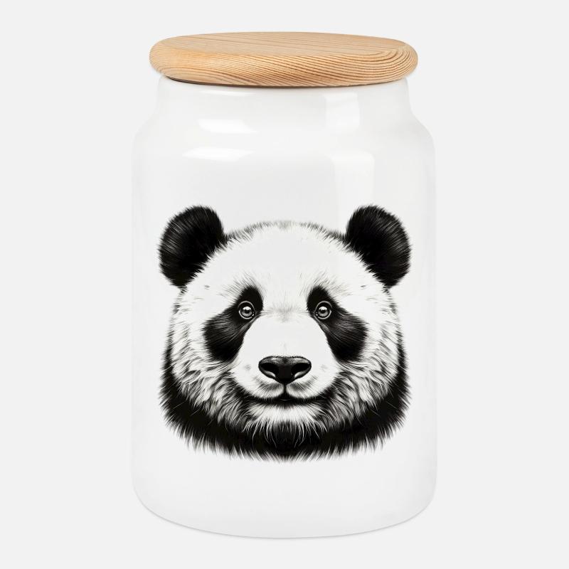 Panda - Keksdose mit Holzdeckel - Weiß