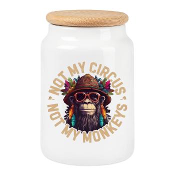 Not my circus, not my monkeys - Cookie Jar with Wooden Lid - white - Front