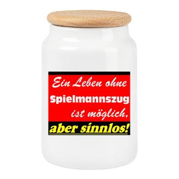 Fanfahrenzug, Spielmannszug, Leben sinnlos (25) - Boîte à biscuits avec couvercle en bois - blanc - Devant